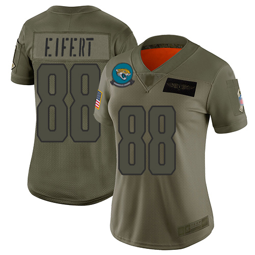 Nike Jacksonville Jaguars #88 Tyler Eifert Camo Women Stitched NFL Limited 2019 Salute To Service Jersey->women nfl jersey->Women Jersey